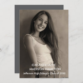 Benutzerdefinierte Foto-schwarz-weiß-Graduierungsp Einladung