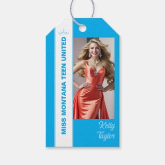 Benutzerdefinierte Foto-Tags für den blauen Pop Geschenkanhänger