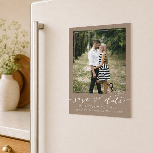 Benutzerdefinierte Foto-Taupe-Save-the-Date-Karte Magnetkarte