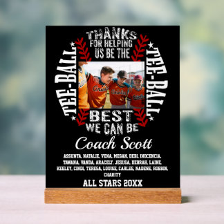 Benutzerdefinierte Foto-Tee-Ball-Trainer-Teamaufst Acrylschild