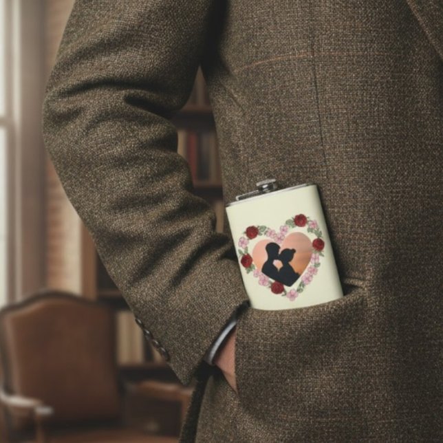 Benutzerdefinierte Foto- und Namen-Rosen-Herz-Flac Flachmann (Von Creator hochgeladen)