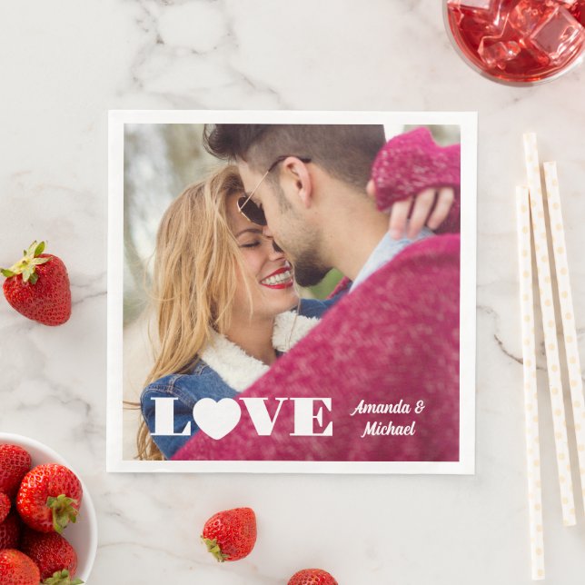 Benutzerdefinierte Foto- und NamensLIEBE Serviette (Beispiel)