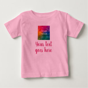 Benutzerdefinierte Foto- und Skripttext-Rosa-Trend Baby T-shirt
