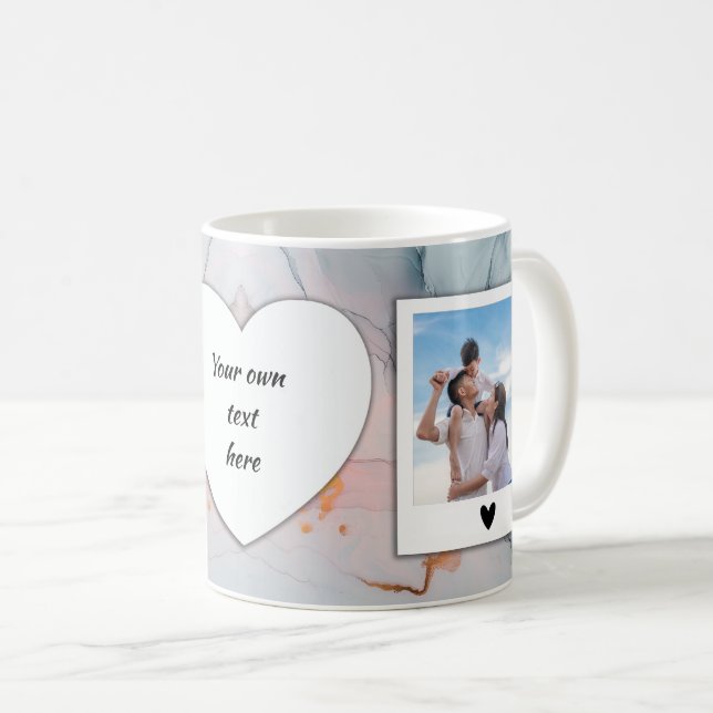 Benutzerdefinierte Foto- und Text-Tasse - hellblau Kaffeetasse (VorderseiteRechts)