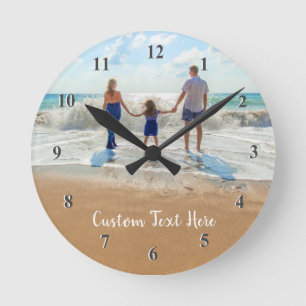 Benutzerdefinierte Foto- und Textuhr - Ihr Design Runde Wanduhr