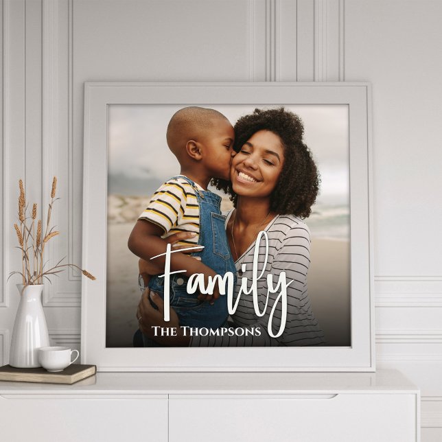 Benutzerdefinierte Foto-Vorlage Fotodruck (Simple Family typography white text photo print.)
