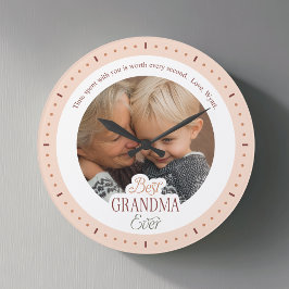 Benutzerdefinierte Fotobotschaft Beste Oma überhau Große Wanduhr