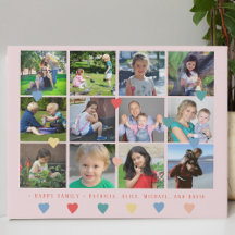 Benutzerdefinierte Fotocollage Familienname farbig