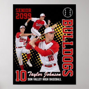 Benutzerdefinierte Fotocollage für Senior Baseball Poster
