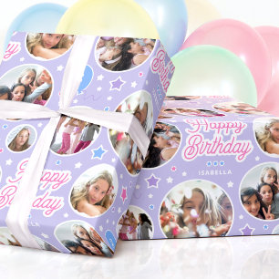 Benutzerdefinierte Fotocollage Mädchen Geburtstag Geschenkpapier