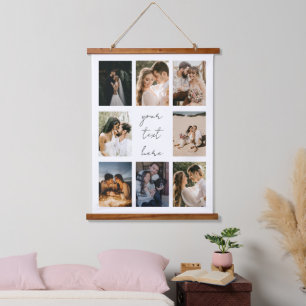 Benutzerdefinierte Fotocollage Personalisiertes Bi Wandteppich Mit Holzrahmen