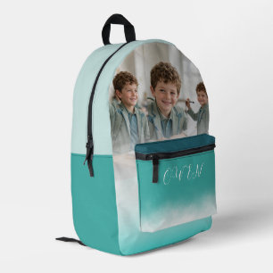 Benutzerdefinierte Fotocollage Teal Ombre Personal Bedruckter Rucksack