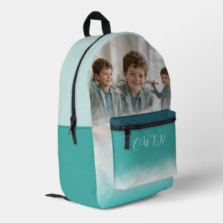 Benutzerdefinierte Fotocollage Teal Ombre Personal Bedruckter Rucksack
