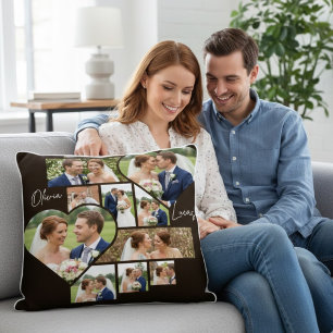 Benutzerdefinierte Fotocollage zum 1. Hochzeitstag Kissen