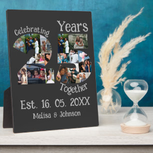 Benutzerdefinierte Fotocollage zum 25. Hochzeitsta Fotoplatte