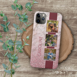 Benutzerdefinierte Fotomaterial-Collage im rosa Mu iPhone 16 Pro Max Hülle
