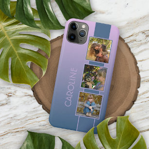 Benutzerdefinierte Fotos auf Ombre Pink Dunkelviol iPhone 15 Pro Max Hülle