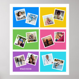 Benutzerdefinierte Fotos und Name farbig Poster