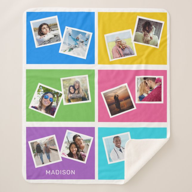 Benutzerdefinierte Fotos und Name farbig Sherpadecke (Vorderseite)