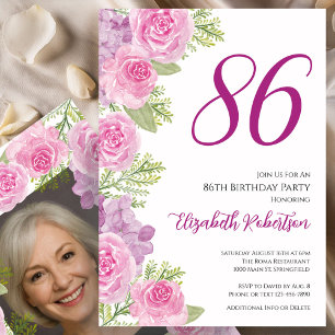 Benutzerdefinierte Fotovorlage mit rosa Rosen zum Einladung