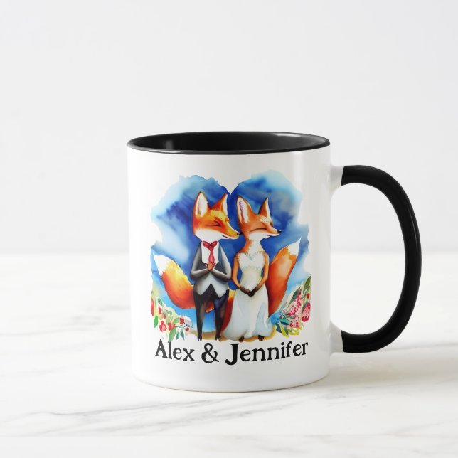 Benutzerdefinierte Fox-Doppelnamen Personalisiert Tasse (Rechts)