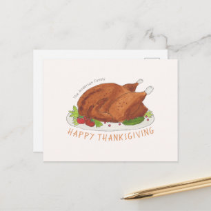 Benutzerdefinierte Frohe Thanksgiving gebratene Tr Feiertagspostkarte