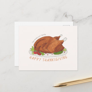 Benutzerdefinierte Frohe Thanksgiving gebratene Tr Feiertagspostkarte