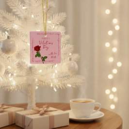 Benutzerdefinierte Frohe Valentinstag-Rose  Keramikornament