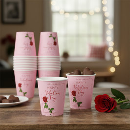 Benutzerdefinierte Frohe Valentinstag-Rose  Pappbecher
