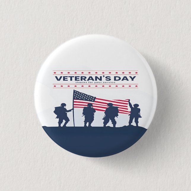 Benutzerdefinierte Frohen Veterans Day! Dankeschön Button (Vorderseite)