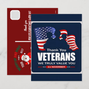 Benutzerdefinierte Frohen Veterans Day! Dankeschön Feiertagspostkarte