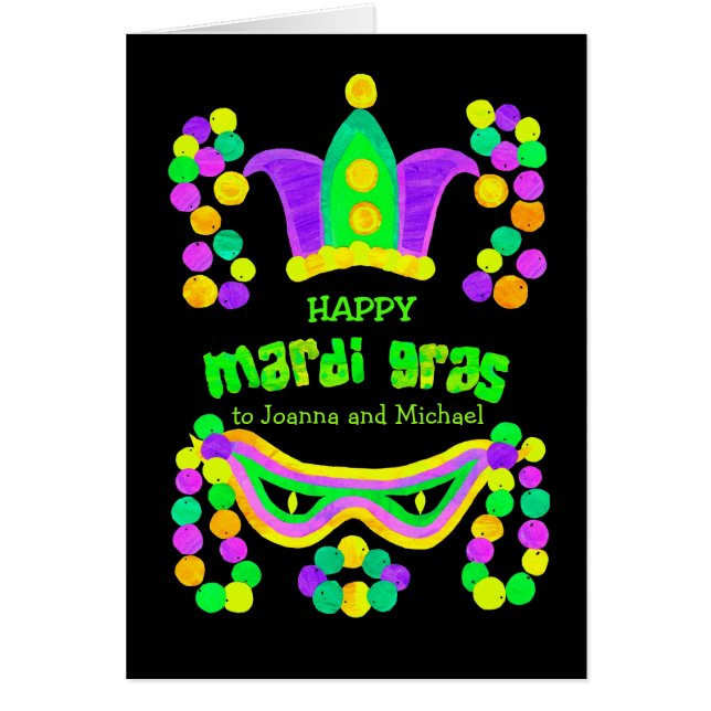 Benutzerdefinierte Front Bright Mardi Gras Card au (Vorne)