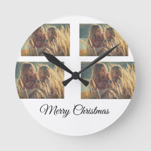 benutzerdefinierte fügen Sie Ihr Foto WeihnachtsWe Runde Wanduhr