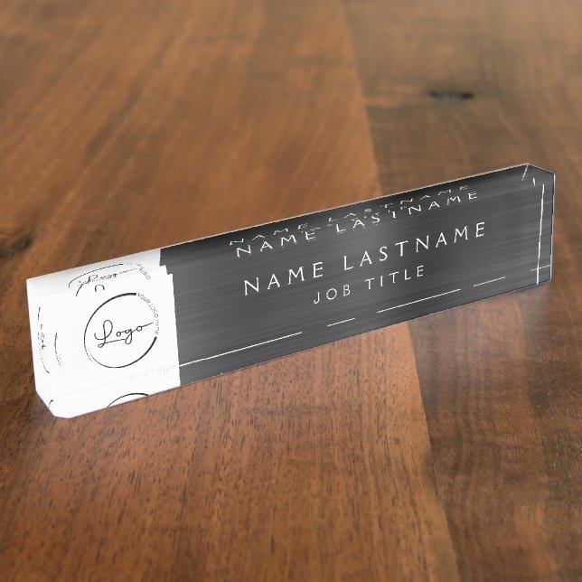 Benutzerdefinierte Führungskraft Schwarz Beruflich Namensplakette (Seite)