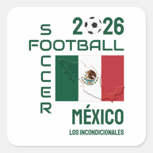 Benutzerdefinierte Fußball MEXICO Quadratischer Aufkleber