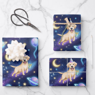 benutzerdefinierte Galaxy Labrador Retriever Gebur Geschenkpapier Set