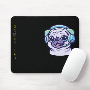 Benutzerdefinierte Gamer Pug Schwarz Säuregrün Pro Mousepad