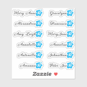 Benutzerdefinierte Gästeliste 12 Namen Kalligrafie Aufkleber