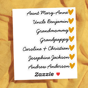 Benutzerdefinierte Gästeliste 7 Namen Kalligrafie  Aufkleber
