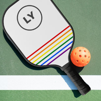 Benutzerdefinierte Gay Pride-Initialen gestrichen Pickleball Schläger
