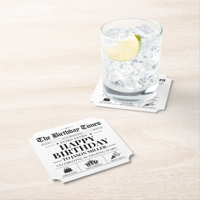 Benutzerdefinierte Geburtstagszeitung  Untersetzer (Vor Ort)
