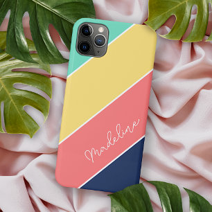 Benutzerdefinierte Gelbe Koralle Dunkelblau Aqua G iPhone 16 Pro Max Hülle
