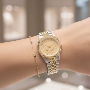 Benutzerdefinierte gelbe Mr- und Mrs-Hochzeitsuhr  Armbanduhr