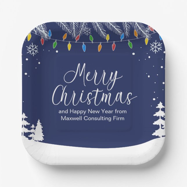 Benutzerdefinierte geschäftliche Frohe Weihnachten Pappteller (Vorderseite)