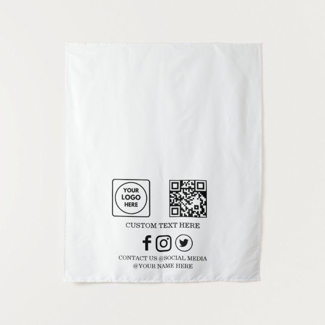 Benutzerdefinierte Geschäftslogo-QR-Code-Branding- Wandteppich (Vorderseite)