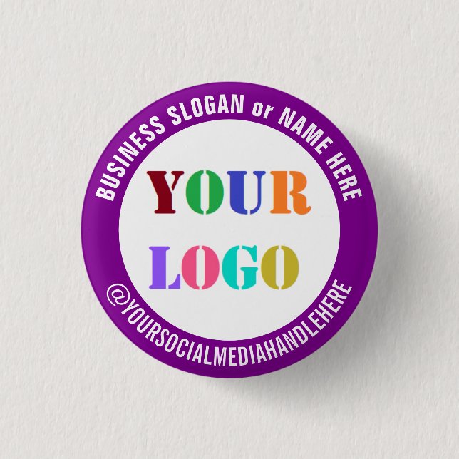 Benutzerdefinierte Geschäftslogo Social Media Butt Button (Vorderseite)