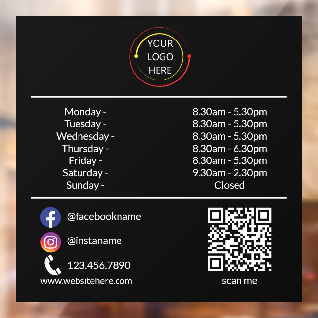 Benutzerdefinierte Geschäftszeiten Fensterheber mi Fensteraufkleber (Blatt 2)