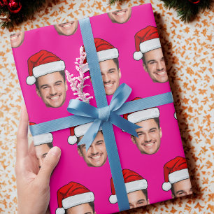 Benutzerdefinierte Gesichts-Foto-Weihnachtsmann-Hu Geschenkpapier
