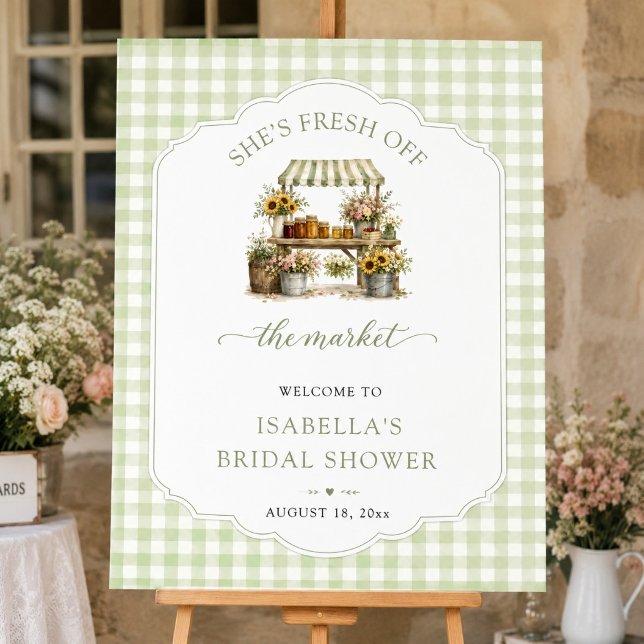 Benutzerdefinierte Gingham Sie ist frisch vom Mark Poster (Custom Gingham She's Fresh Off The Market Poster)