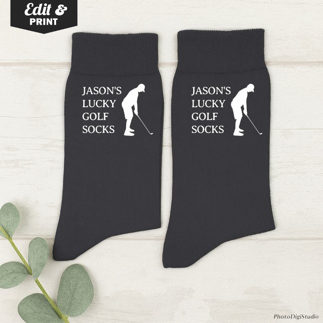Benutzerdefinierte Glücks-Golf-Socken, Geburtstag  Socken (Custom Lucky Golf Socks Gray, Fun Golfer Grandfather Christmas Gift, Fun Socks for Husband Birthday)